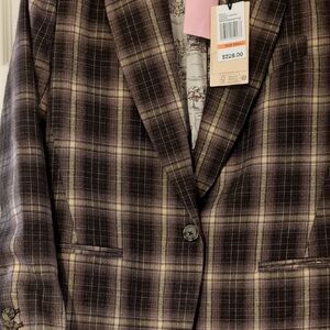 Scotch & Soda Plaid Blazer in Brown and Cream